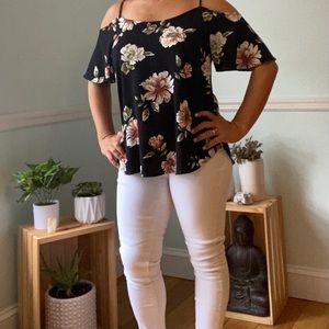 Off the shoulder, strappy top, size med